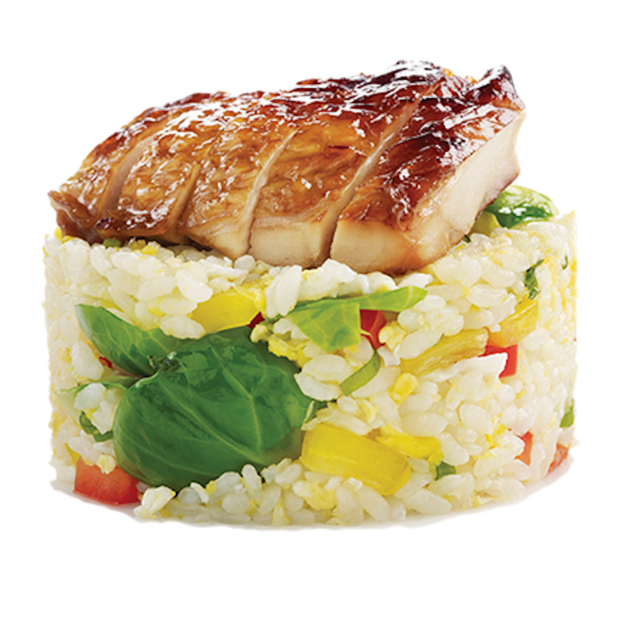 Egg Fried Rice with Grilled Chicken, Brussels Sprout & Capsicum